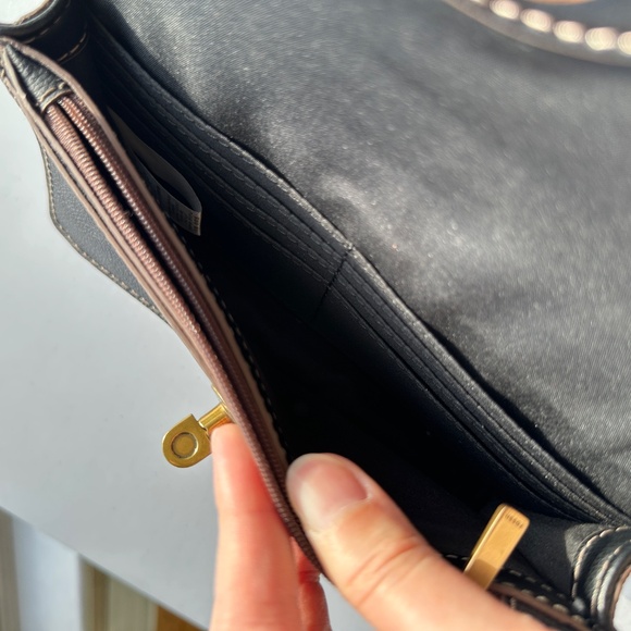 Fossil Women's Ainsley Black Leather Wallet Shoulder Bag Mini Bag Purse - Picture 10 of 16